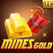 Mines Gold slot game icon with a miner and gold cart