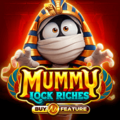 Mummy Lock Riches slot game icon with a pharaoh mummy