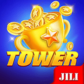 Tower slot game icon with a rising tower stack